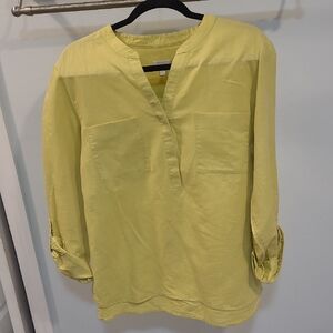 Talbots Light Yellow Split-Neck Pocket Tunic